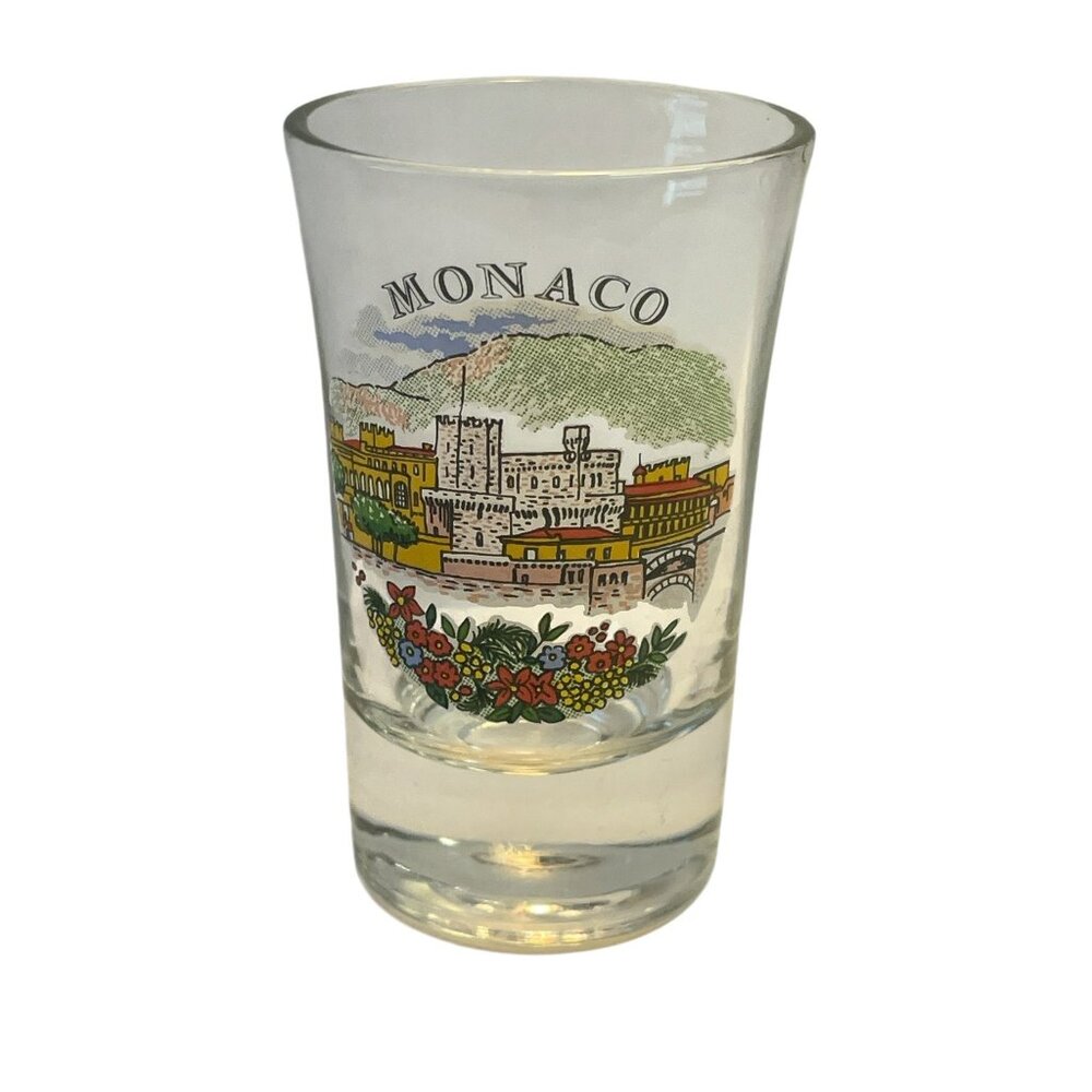 Monaco‎ Souvenir Shot Glass Clear Glass Travel Collectible Cityscape